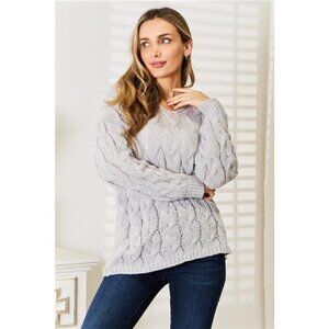 Woven Right Cable-Knit Hooded‎ Sweater